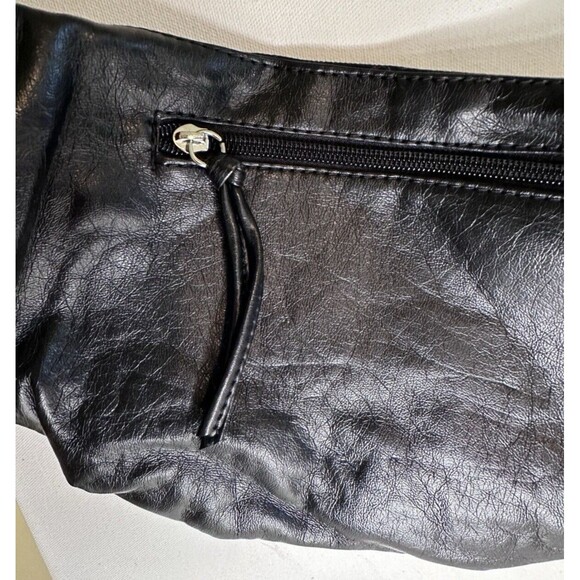 Vegan Leather Black Banana Shoulder Hobo Bag Chain Handle 14x7 - Picture 10 of 10